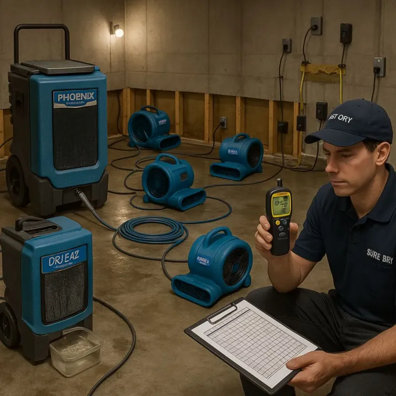Structural Drying and Dehumidification process in Dickinson, TX